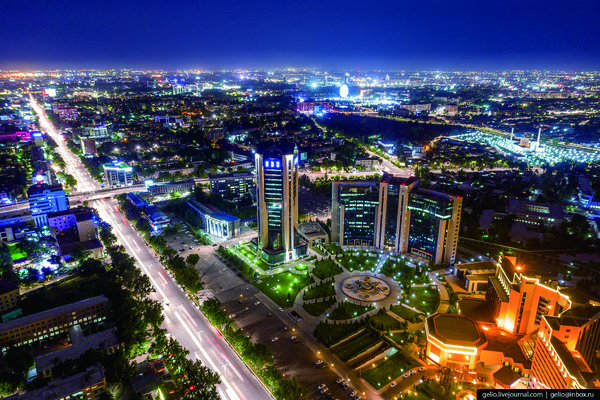 Night view of Tashkent city.