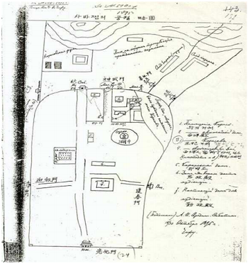 사바틴이 그린 경복궁 내 시해장소 지도- 제정 러시아 대외정책문서보관소 제공
