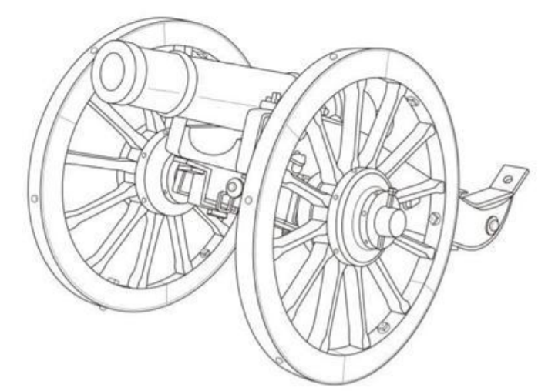 소포- 포신과 포가를 각각 일러스트로 작업하고 합친 모습도 함께 구현하였다