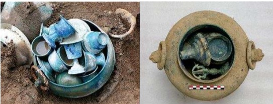 서울 영국사지 출토 의식공양구 모습 