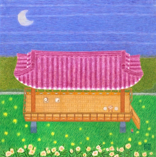 한옥담닮_김도영_칠월 야행_30x30cm_한지에 분채