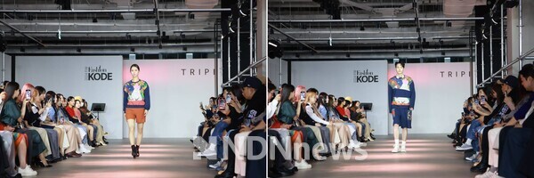 윤송아 작가 낙타그림 의상을 입고 런웨이를 하고 있는 모델 / 사진제공 - 네모미디어