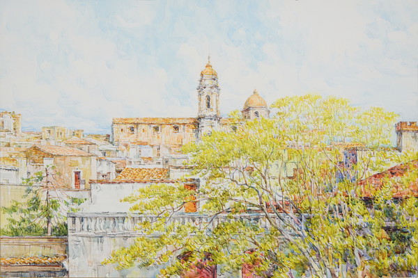 권훈칠 KWON Hoon Chill, 로마 근교 풍경 Suburbs of Rome, 29x39cm, 종이에 수채 Watercolor on paper, 1989. (제공=갤러리 도올)
