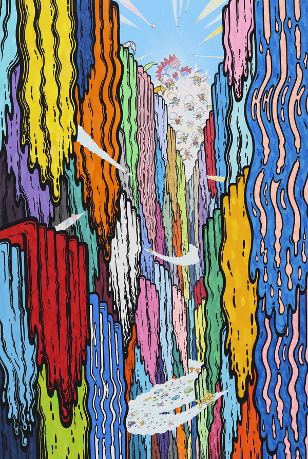 최영욱, Welcome to Paradise-Waterfall(9), 193x130cm, Acrylic on canvas, 2020. (출처=아트파크)