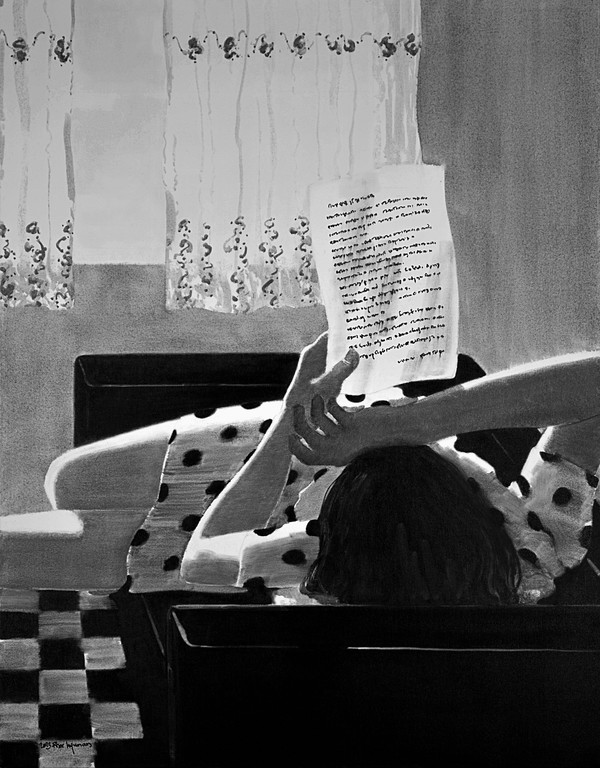 RHEE HYUNAN. 2023. woman reading a letter. 91 x 116 cm. oil on canvas. (출처=아줄레주)