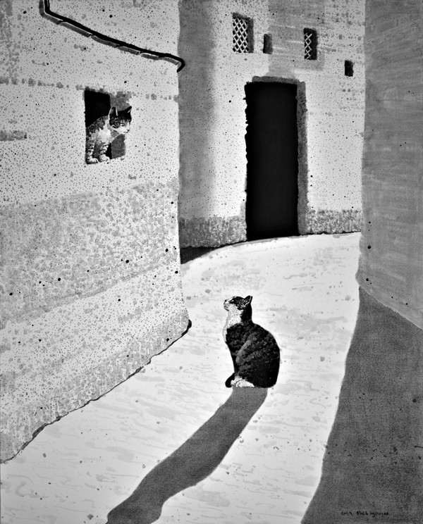 RHEE HYUNAN. 2024. two cats. 130 x 162 cm. oil on canvas. (출처=아줄레주)