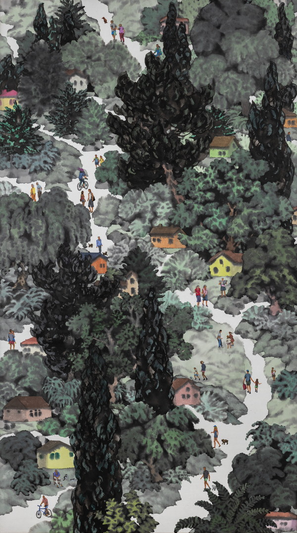 조은, 흐를 숲, 2024, 한지에 수묵채색, 115 x 65 cm. (제공=아트사이드 갤러리)