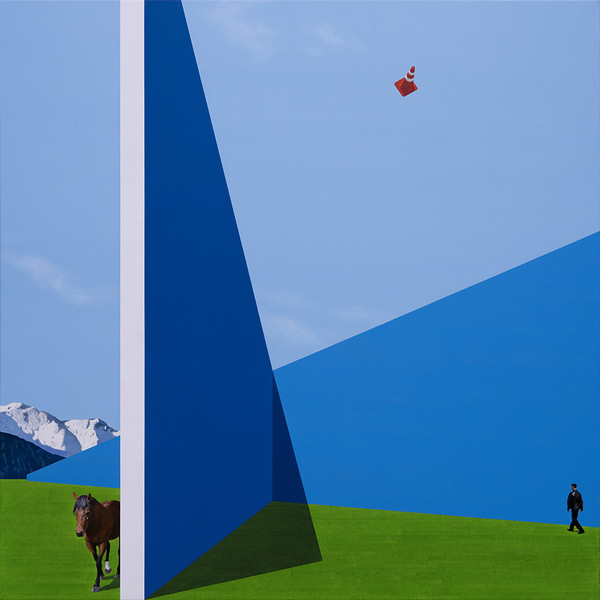 채지민, Under the blue walls, 2024, Oil on canvas, 130.3 x 130.3 cm. (©작가. 출처=갤러리조은)