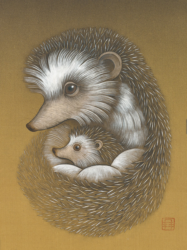 김봉경, 모정(母情)11 (2022), 29x21.5cm, 비단에 채색. (출처=갤러리그림손)