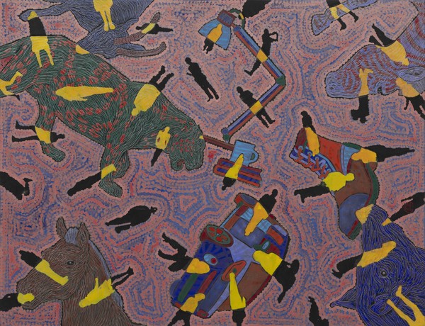 유목동물 인간 문명 2023 21, 112×145cm, 한지에 수묵채색 및 아크릴, 2023. (출처=갤러리초이)