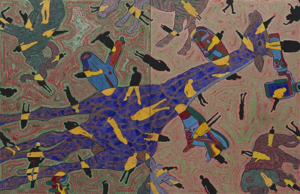 유목동물 인간 문명 2025 2, 130×162cm, 한지에 수묵채색 및 아크릴, 2025. (출처=갤러리초이)