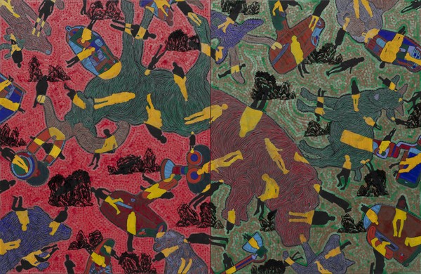 이종융합동물 유토피아 2025 3, 145×112cm×2개, 한지에 수묵채색 및 아크릴, 2025. (출처=갤러리초이)