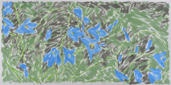 황도유, 서른세송이, 75 x 155cm, 광목천에 아크릴, 2022. (출처=김리아갤러리)