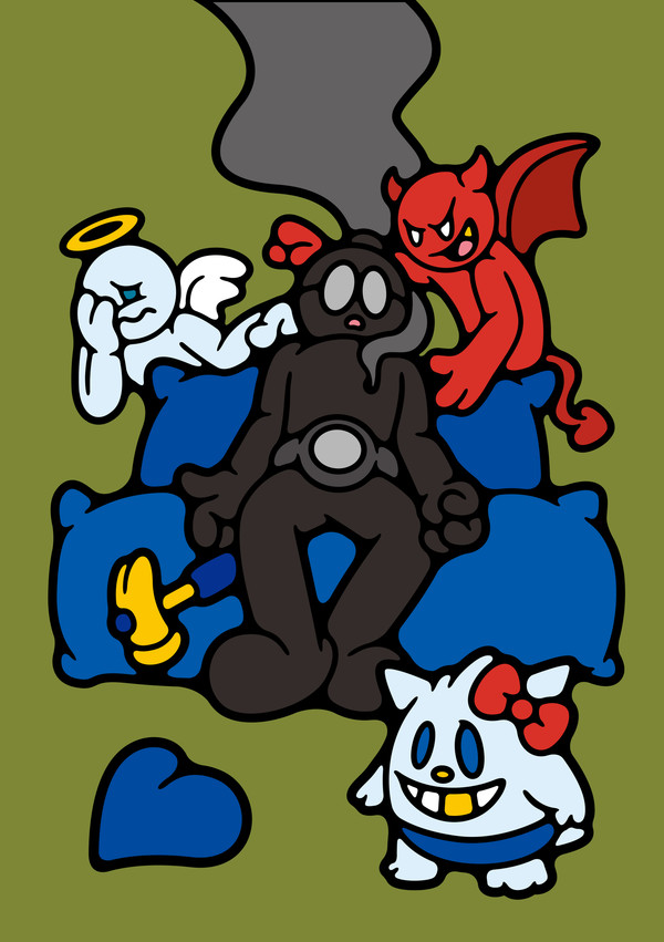 SAMBYPEN. HESITATE, 2025. Acrylic on wood and canvas, 193.9 x 130.3 cm. (출처=작가/PKM갤러리)