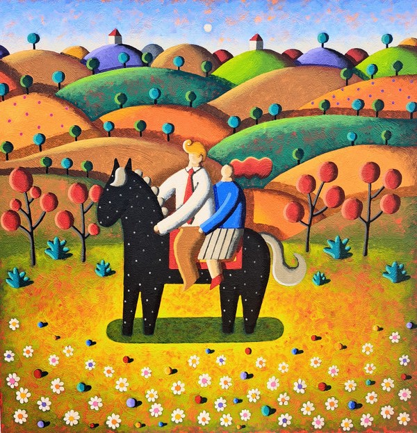 A place where a love blooms, 80x80x3'5cm, Acrylic on canvas, 2025. (출처=갤러리 전)