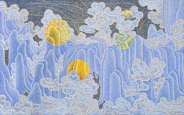 CHA Hyeonwook, Wandering Things, 2025, powdered color pigment, 73 x 117.4 cm. (출처=아라리오갤러리)