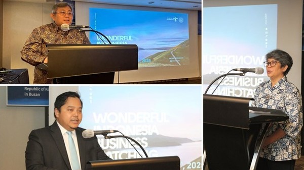 (위)바유 아지 인도네시아 관광부 장관비서실장, (아래)알리 안디카 와르다나 주한 인도네시아 대사관 대리대사, (옆)율리아 국제관광마케팅 2차관보 (사진제공=인도네시아 관광청 VITO Korea)