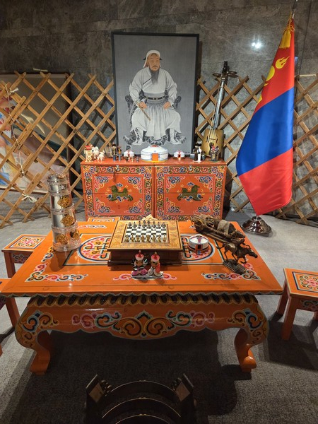 “Photographs, crafts, furniture, and handmade items showcasing the culture and history of the Mongol Empire are on display.”